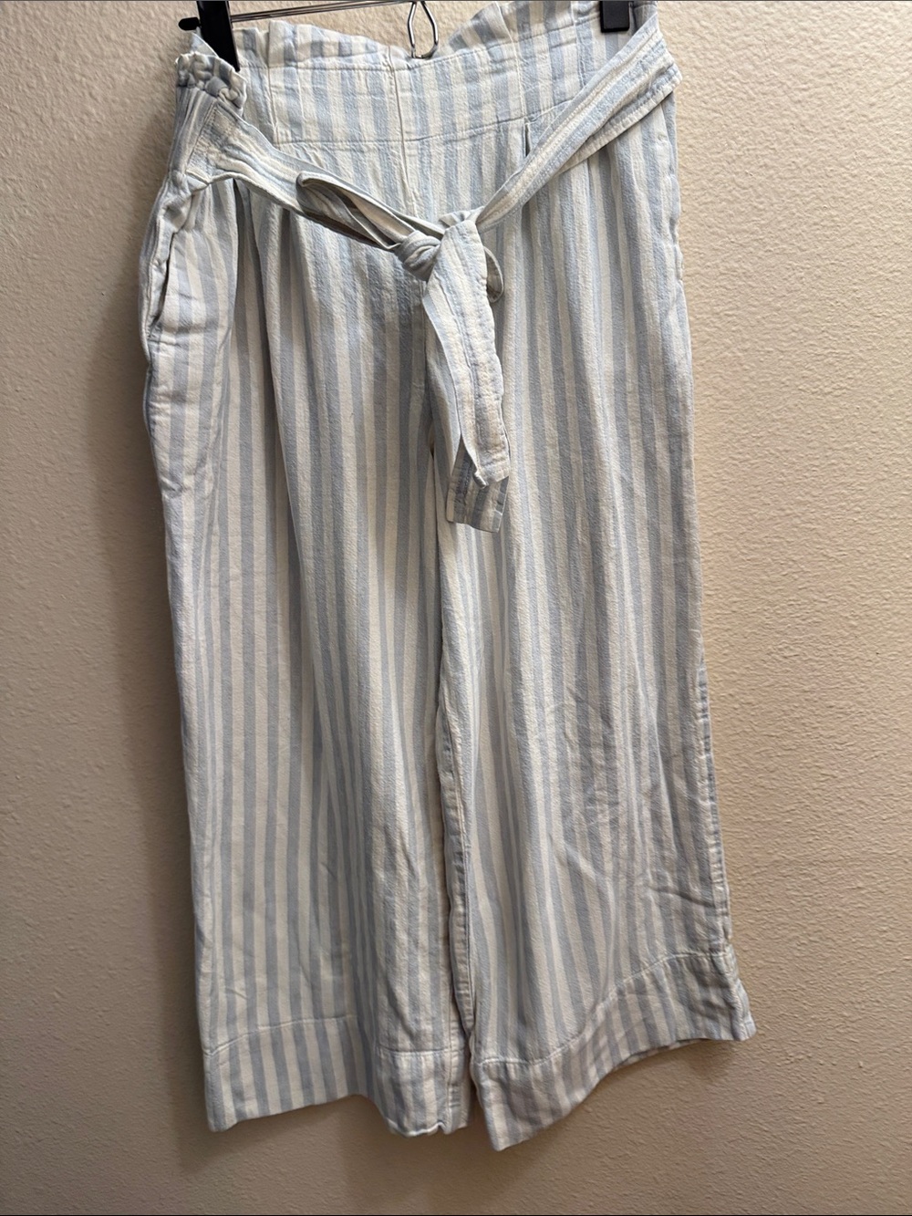 Madewell Blue & White Vertical Stripe Tie-Waist Wide-Leg Pants